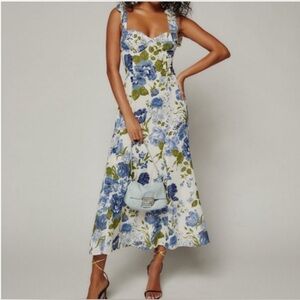 Reformation Nadira Dress Floral Maxi Dress with Blue and Green Luca Size 6